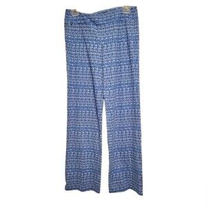 J. McLaughlin Blue Wide Leg Catalina Cloth Geometric Print Pants Size Medium